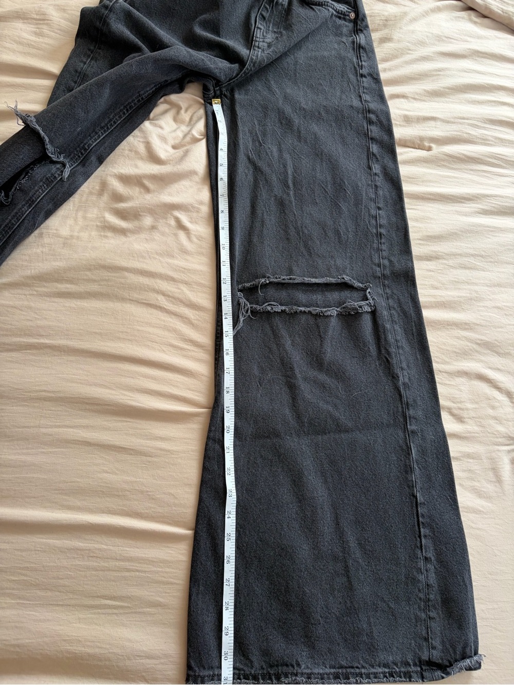 Free People We The Free Washed Black Distressed Wide-Leg Jeans - Picture 7 of 9